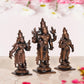 Copper Vishnu Shridevi and Bhudevi Statue for Home Temple Office Mandir Pooja Decor, (Height: 4 Inch)