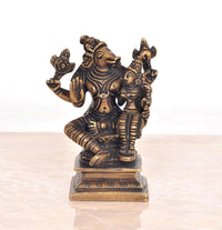 Brass Lakshmi Varaha statue idol with seated Bhudevi figure, decorative mandir decor