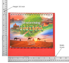 Mesmerising India desk calendar size chart showing height 8.5 inch and width 9 inch