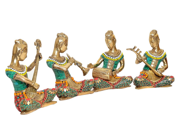 Brass Lady Statue Classical Musician Group Showpiece for Home and Office Decor (Set of 4) (Height : 6 inch) Study Setting