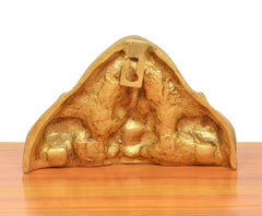 Brass Gaja Ganesha idol, back side, golden finish