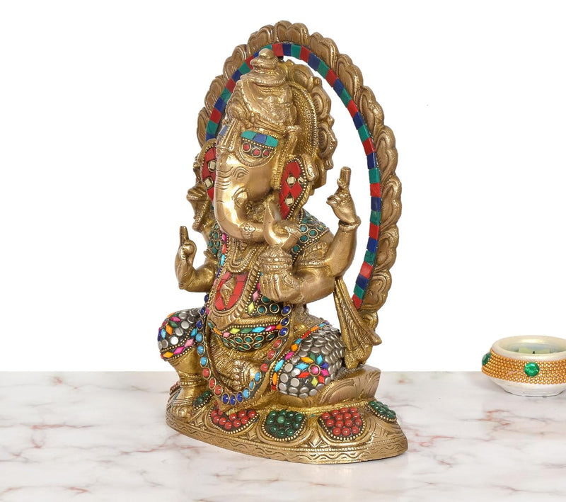 Brass Ganesha Statue (Height: 10 Inch)