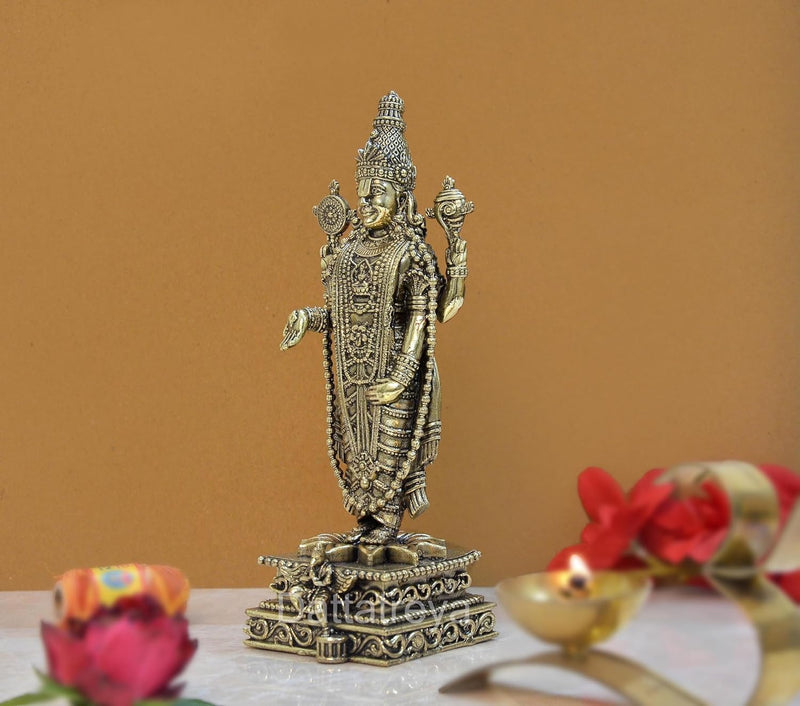 Bronze Lord Tirupati Bala Ji Idol Statue for Home Temple Office Figurine Showpiece (Height 8 Inch)