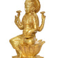 Brass Lakshmi Idol Laxmi Goddess Lakshmi Sitting on Lotus Statue for The Puja Temple at Home Decor Office (Height: 12 Inch)