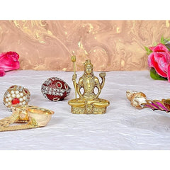 Brass Shiva idol statue in dhyan mudra, 3 inch, front view