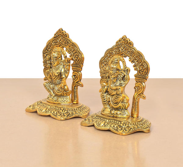 Metal Lakshmi Ganesh Statue (Height 5 Inch) Study Setting
