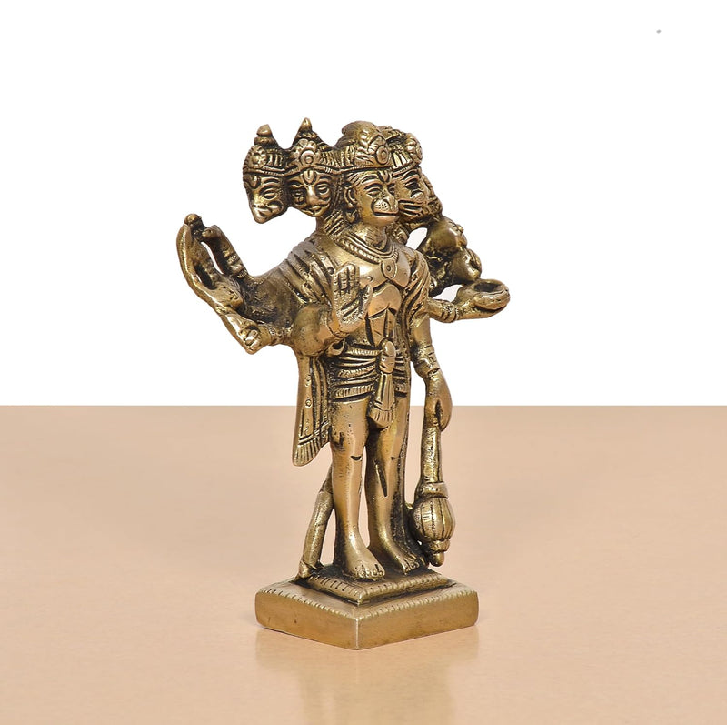 Brass Standing Panchmukhi Hanuman Idol (Height 6 Inch)