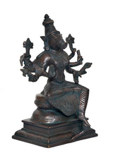 Varahi Vishnu idol figurine, angled view of four arms and detailed jewelry carving