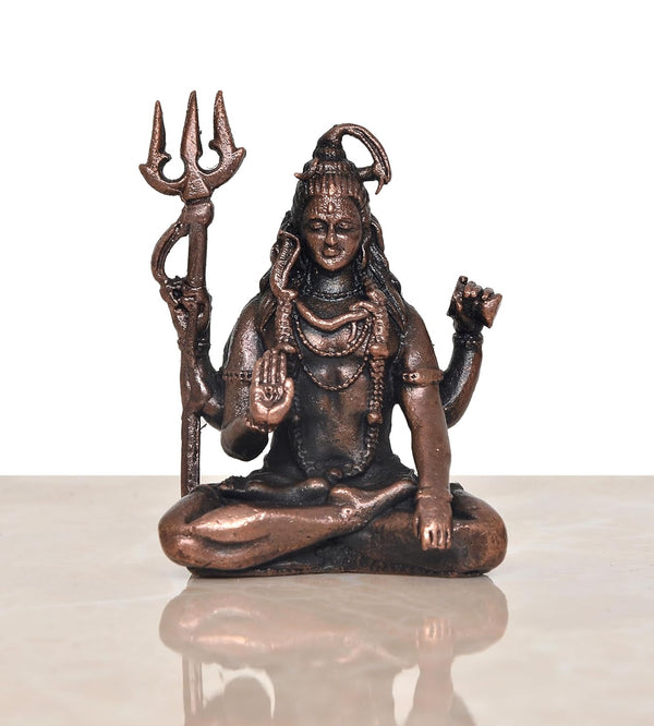 Copper Lord Shiva Shiv Murti Sculpture for Home Decor, Mandir, Ofice (Height : 2 Inch)