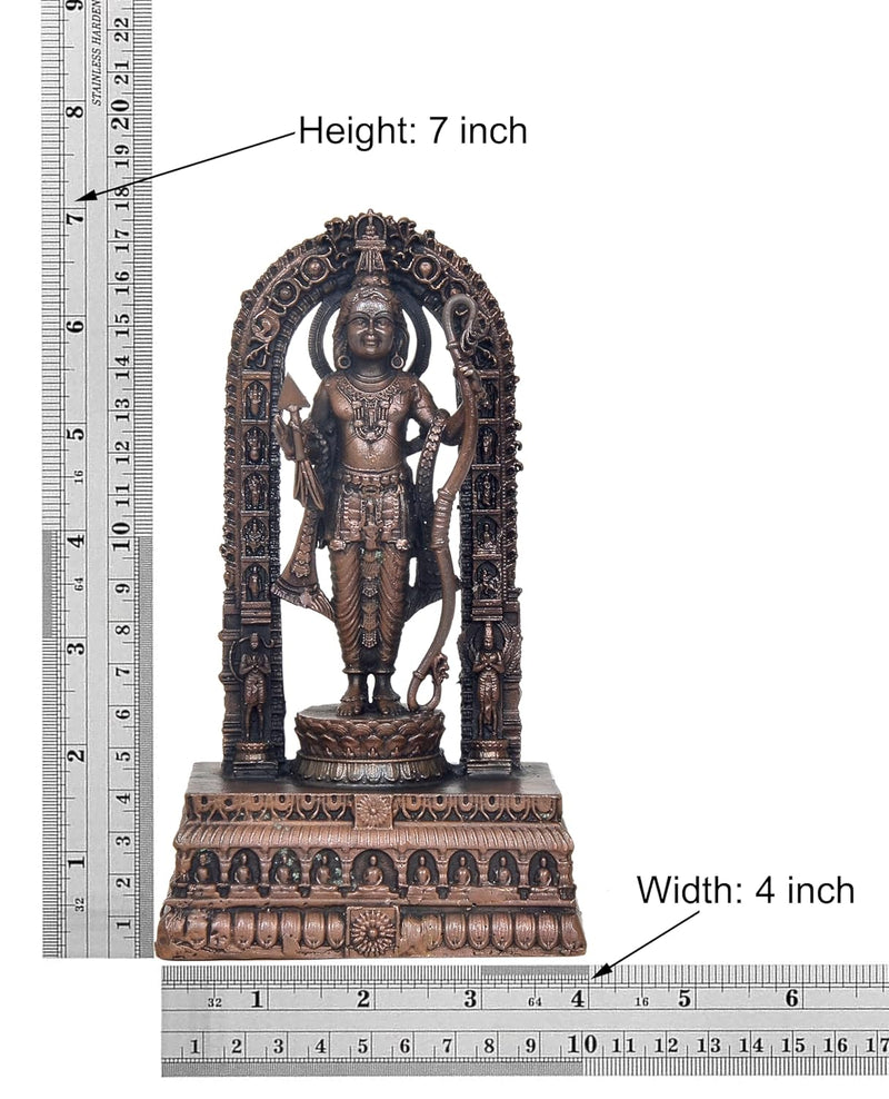 Copper Ram ji ki Murti Ram Lalla Statue in Ayodhya Mandir for Home and Office Decor Idol (Height 7 inch)