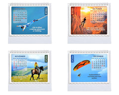 Open 2026 desk calendar showing monthly panels for September, October, November, December