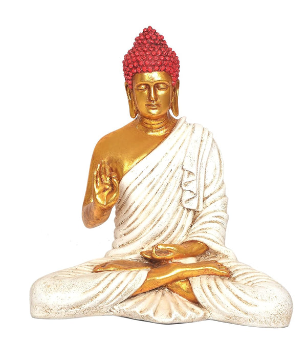 Resin Buddha Statue for Table Decor Living Room Home Decor and Office (Height: 14 Inch) Study Setting