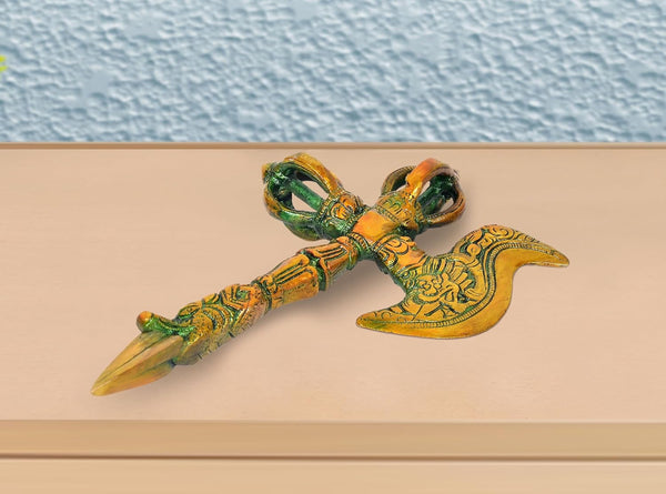 Brass Handmade Parashu Phurba Dorje Dagger (Height: 8 inch)