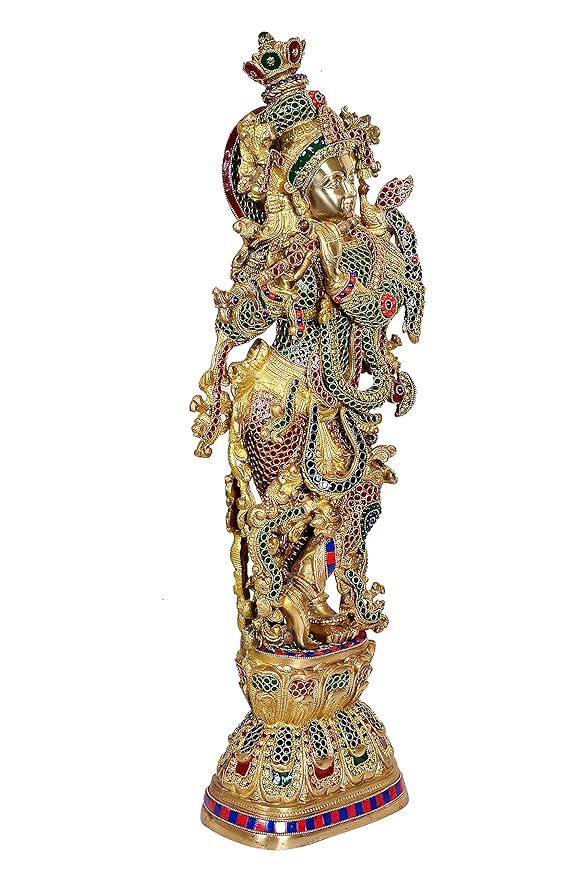 Lord Krishna Idol Krishna, Figurine Sculpture Home Office Temple Best Gift Item in Brass Height : 30 Inch