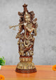 AONA Brass Lord Krishna Sculpture Playing Flute 