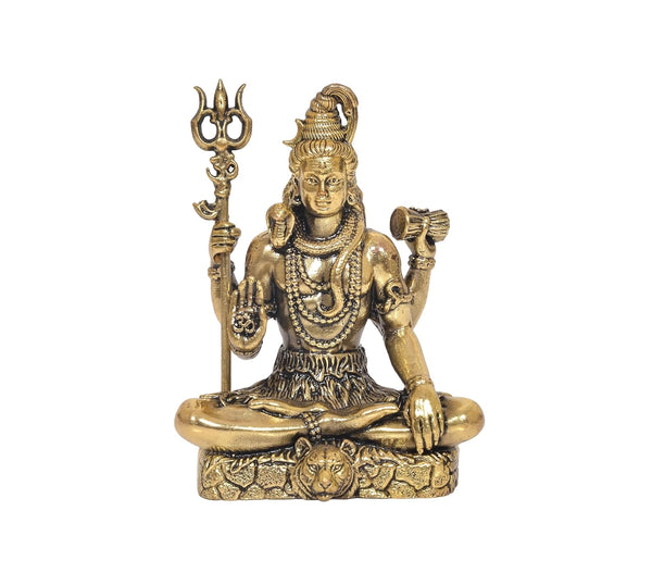 Superfine Brass Lord Shiva in Blessing Posture Statue Shiv Murti Bholenath Sculpture, for Home Decor, Mandir, Office Decor (Height:3 Inches) Entryway Setting