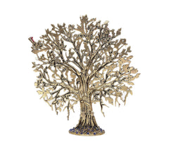 Gold-toned Kalpavriksha tree tabletop decor, engraved branch details on reverse