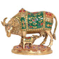 Brass Kamdhenu Cow with Calf for Home Decor Pooja Mandir Pooja Temple Office Decorative Showpiece Statue (Height: 6.5 Inch)