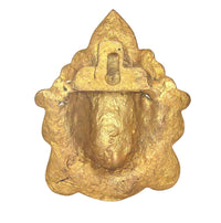 Gold-tone brass Maa Durga wall hanging back view, textured reverse design