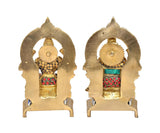 Brass Lakshmi-Ganesh idol backs, open halos and jeweled waist bands