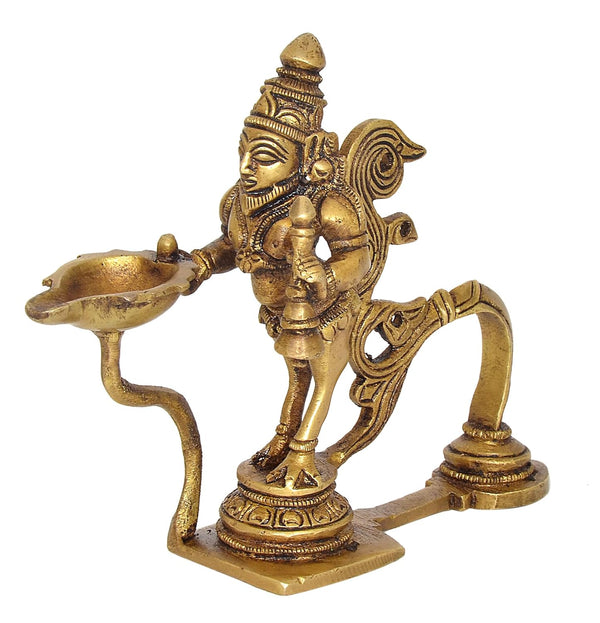 Brass Garun Aarti Diya Oil Wick Lamp (Height: 4.5 inches) Study Setting