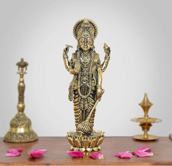 Superfine Brass Lord Vishnu Idol (Height 7 Inch)