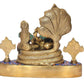 Brass Maa Lakshmi with Lord Vishnu On Sheshnag Idol Statue for The Puja Temple at Home in Brass - (Height 9.5 Inch) (multicolour)