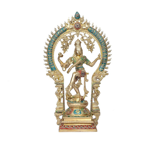 Brass Natraj Lord Shiva Dancing Idol Multicolor (Height :17.5 Inches)