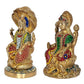 Brass Lord Sitting Vishnu Lakshmi On Shesh Naag Idol Figurine Showpiece Multicolour Height 8" Inches (Set of 2)