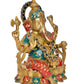 Brass Ganesha Ganpati Statue Idol Murti for Home Decor Mandir Pooja (Height : 9.5 inch)