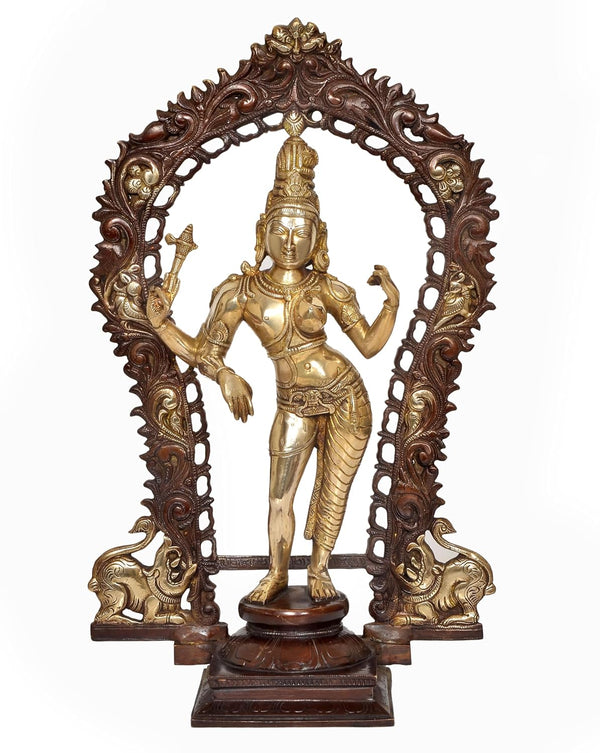 Brass Shiva and Parvati Ardhanrishvara Murti Religious Statue for Home Temple Decor (Height : 18 inch)