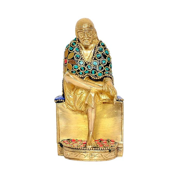 Brass Shirdi Sai Baba Statue Idol Sai Baba Religious Statue Height: 5 Inch Entryway Setting