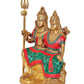 Brass Shiv Parvati Idol Murti Sculpture for Home Office Temple, Height 9.5 Inches