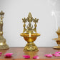 Bronze Tirupatibalaji and Goddess Lakshmi Diya Oil Lamp for Diwali Pooja Gift Decoration Showpiece (Height 5.5 Inch)