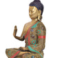 Brass Dhyan Mudra Buddha Statue - Handcrafted Spiritual Decor for Home Decor and Office Decor - Meditating Buddha Idol (Height 12.5 Inch)