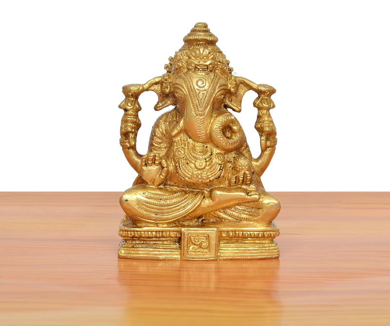 Brass Ganesha Idol (Height: 4 inch)