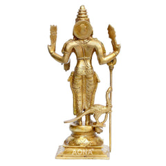 Brass Gold Kumar Kartikeya Statue (Height: 12 Inches)