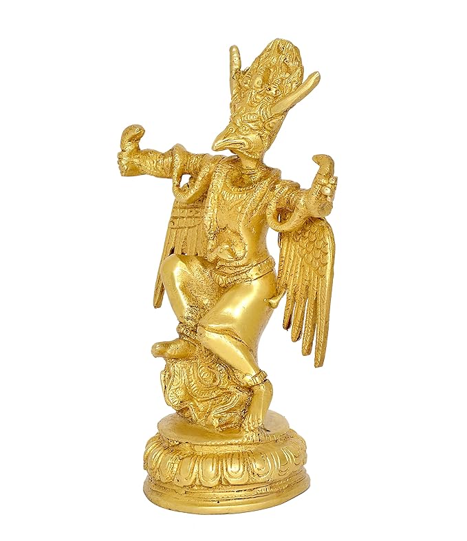 Brass Garun Bhagwan Idol Statue for Home Decor Height 8 Inch