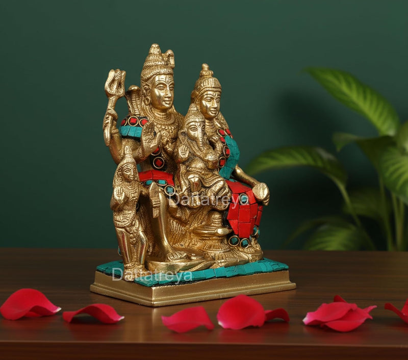 Brass Shiv Parivar Idol (Height: 6 Inches)