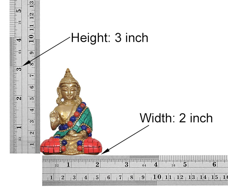 Brass Dhyan Mudra Buddha Statue Handcrafted Spiritual Decor for Home and Office Decor Meditating Buddha Idol (Height 3 Inch)