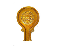 Brass base plaque with carved emblem for Shiv linga idol