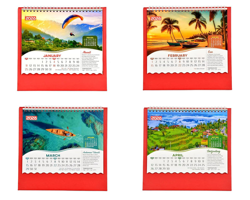 Table Calendar 2026 Travel Amazing the Destinations |12 Months| (Size 8.5 x 9 Inch)