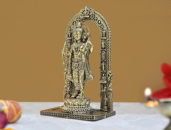 Superfine Brass Ram ji ki Murti Ram Lalla Statue in Ayodhya Mandir for Home and Office Decor (Height 8 inch) Study Setting