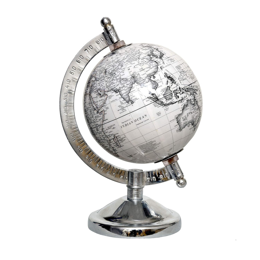 Compact World Globe – Political Laminated Map for Kids Learning, Students Study Table, Office & Home Decor Gift (Height :7.5 Inches) with magnifying glass