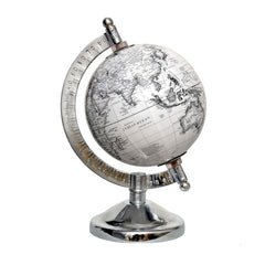 Compact world globe with political laminated map and magnifying glass, height 7.5 in
