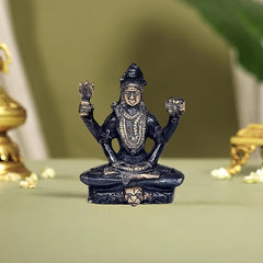 Lord Shiva brass idol, dhyan mudra, dark finish, raised hands, 3 inch