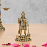 AONA Superfine Brass Hanuman Ji standing sculpture with detailed crown and ornaments