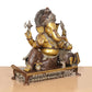 Brass Handcrafted Ganesha Seated on Chowki Idol (Height 16 Inch)
