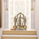 Brass Ram Darbar idol: Ram, Sita, Lakshman & Hanuman with ornate arch, 9.4 in