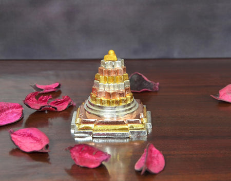 Brass Shri Yantra for Mandir (Height: 2 Inches)